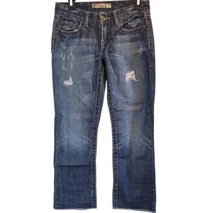 BKE Buckle Starlite Distressed Dark Wash Cropped Denim Pants